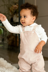 Mintini Baby Boy Beige Corduroy Dungaree Set
